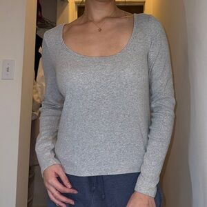 TNA Heather Gray Scoop Neck Top